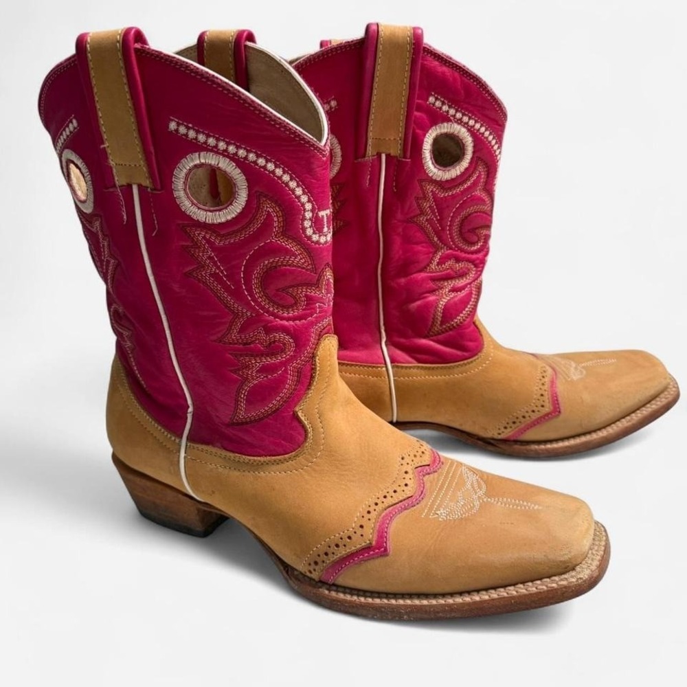 Modelo‎ Two Tone Pink Tan Western Cowgirl Boots MX 27